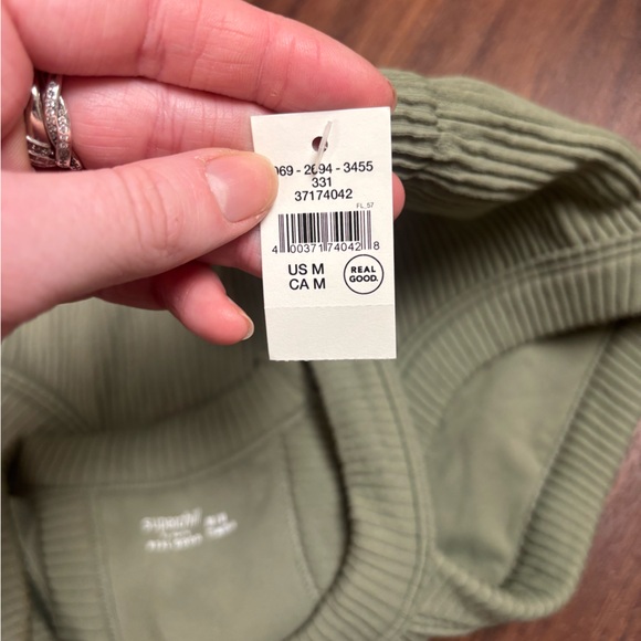 NWT Aerie Ribbed Sage Green Crop Top (superchill collection) - Picture 2 of 4